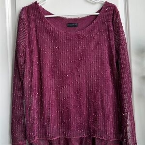 Exhibit Textured Chenille Knit Top w/ Lace Hem | Size M/L